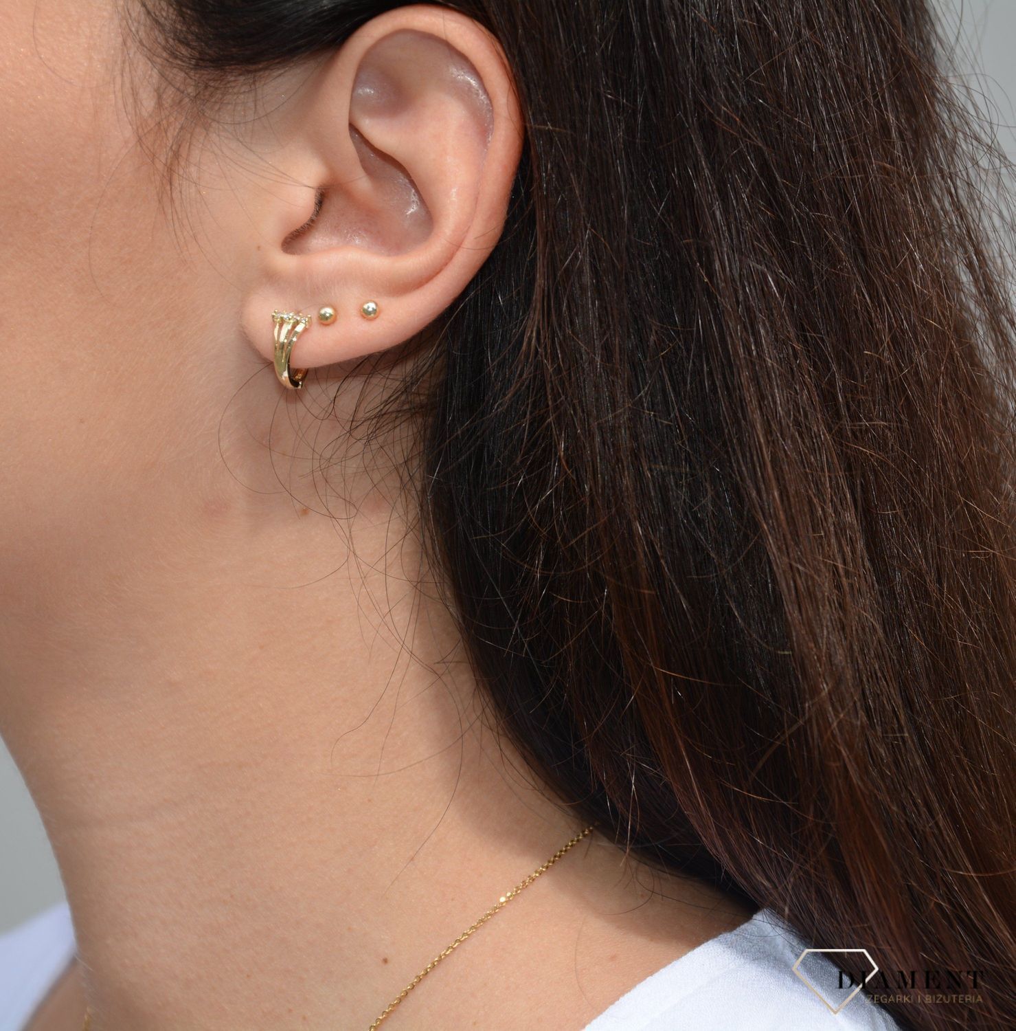 Złote kolczyki dla dziewczynki  z cyrkoniami ' Ciekawy wzór ' KL 5391.jpg